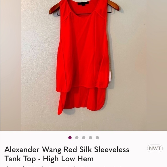 Alexander Wang Tops - Alexander Wang Vibrant Red Silk Tank Top, Uneven hem. Gorgeous! Small
